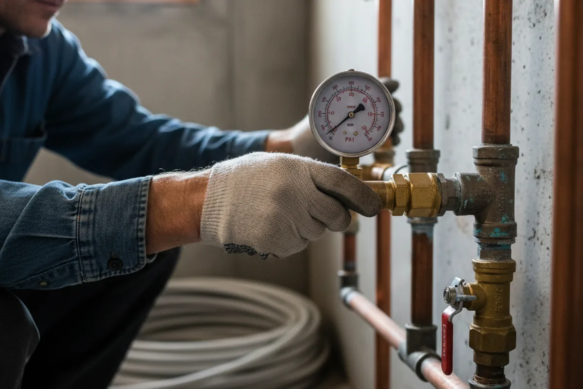 Pressure testing a repaired line during Water Line Repair in Colliers